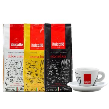 Italcaffé koffiebonen 3kg + 1 cappuccino tas GRATIS
